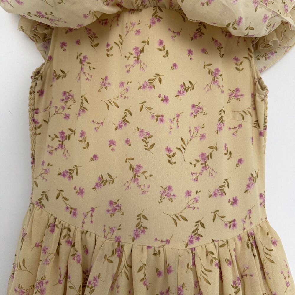 Ivy City Co Darla Maxi Dress Yellow Floral Tiered Ruffle Romantic Women's Size S - Picture 4 of 9